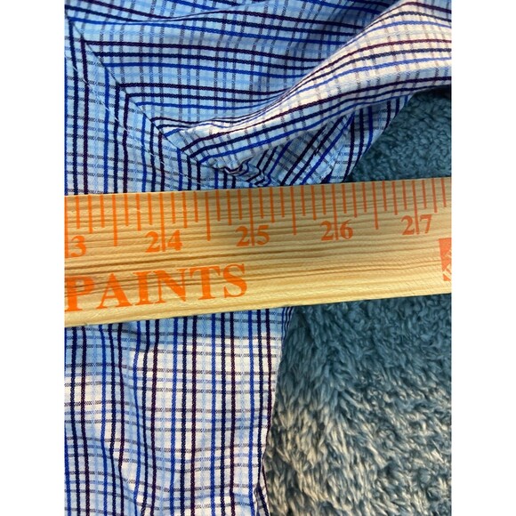 Fasso Ella Button Up Shirt Mens XL BLue Plaid Preppy Career Casual Travel Office - Picture 6 of 9